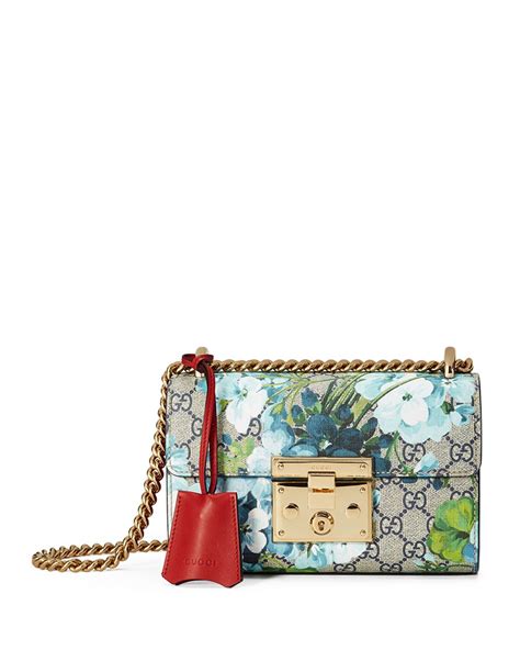 Gucci Padlock GG Blooms Shoulder Bag, Blue/Multi